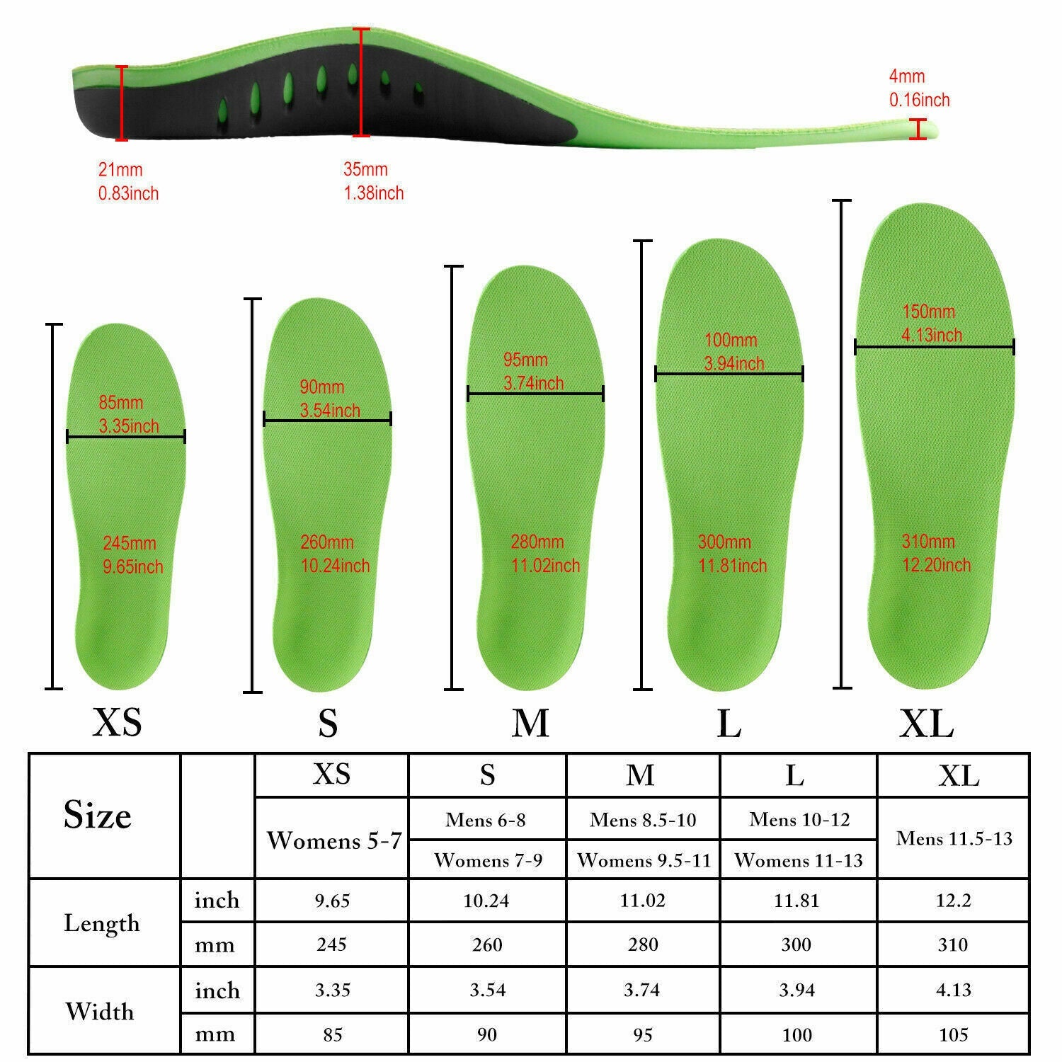 Plantar Fasciitis Insoles for arch support – top view